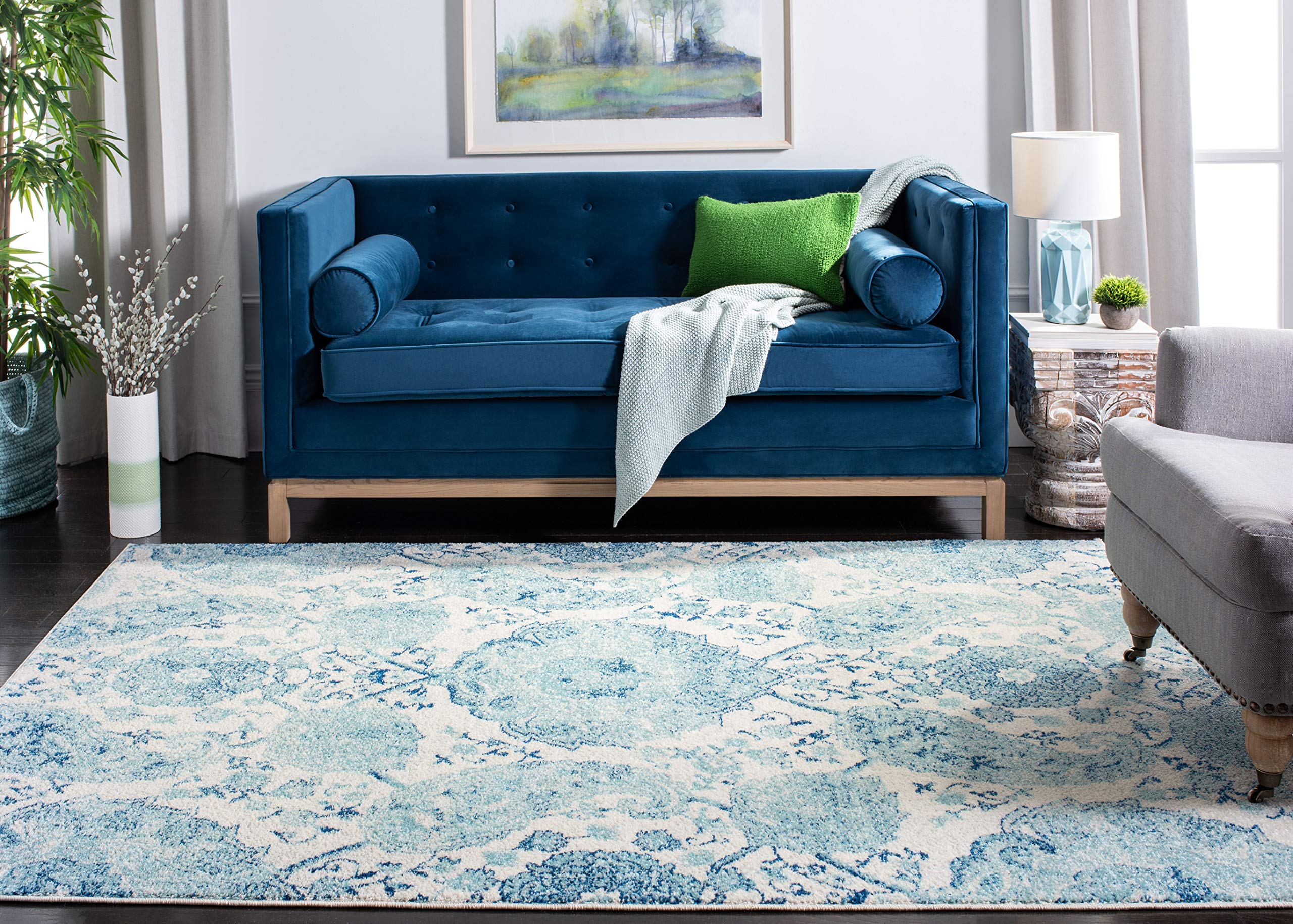 Safavieh Madison Collection 11' X 15' Creamturquoise Mad600E Boho Chic Glam Paisley Non-Shedding Living Room Dining Bedroom Area